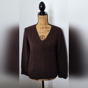 Tommy Hilfiger Brown Cable Knit Crewneck Sweater